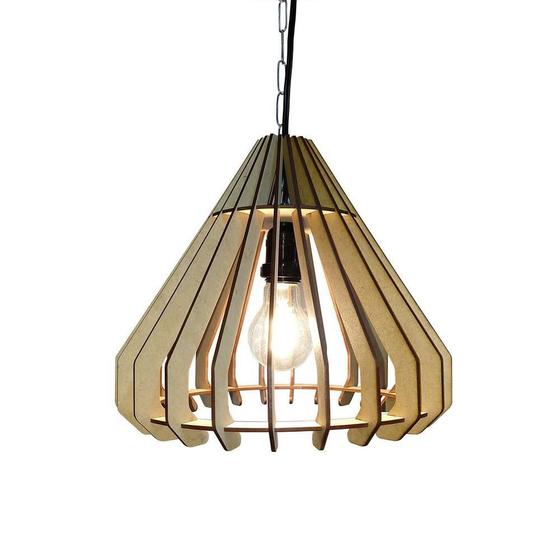 Imagem de Lustre Luminária Pendente De Madeira Mdf Mod Slim