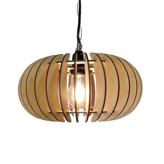 Imagem de Lustre Luminária Pendente De Madeira Mdf Mod Sophia Pq Reto