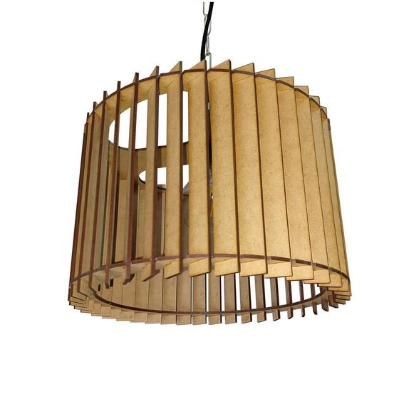 Imagem de Lustre Luminária Pendente De Madeira Mdf Paris P Inclinado