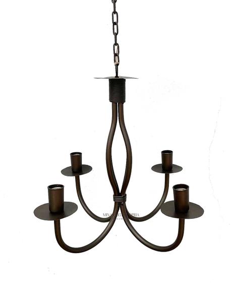 Imagem de Lustre Luminária Pendente Teto Ferro Para 4 Lâmpadas ouro velho