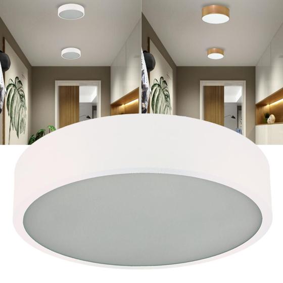 Imagem de Lustre Luminária Plafon de Sobrepor Teto 25cm P/ 2 Lâmpadas E27 Moderna Branco Sushi Baloom Eclipse Redondo Circular P/ Sala Cozinha Quarto Banheiro