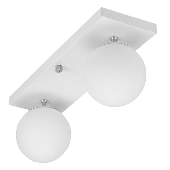 Imagem de Lustre Luminária Retangular Duplo Branco Orby Bolinha