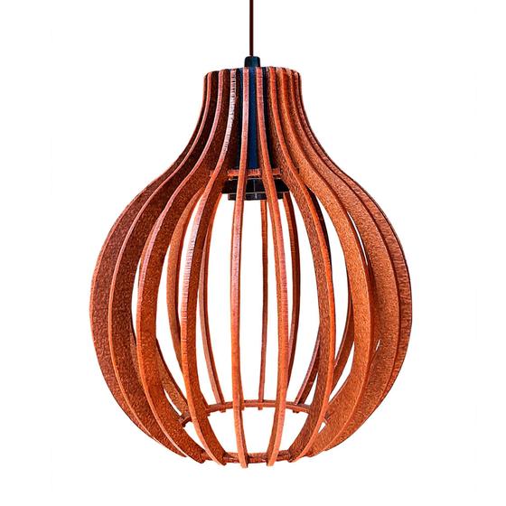 Lustre Luminária Roma Redonda Designer Moderno De Madeira Mdf Mesa Jantar JD Luminária de