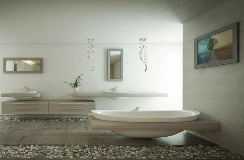 Imagem de Lustre No Formato Espiral, De Cristal K9 30mm, Com 75cm De Altura, Para Lavabo
