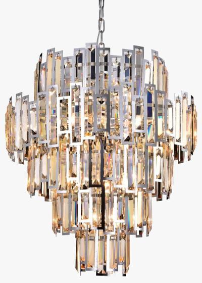 Imagem de Lustre para hall de entrada cromado de cristal 15 lâmpadas cascata