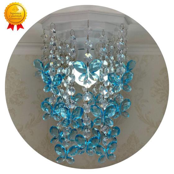 Imagem de Lustre Para Quarto de Menina Luminária Infantil Plafon Decorar Ambiente Bebê Borboletas