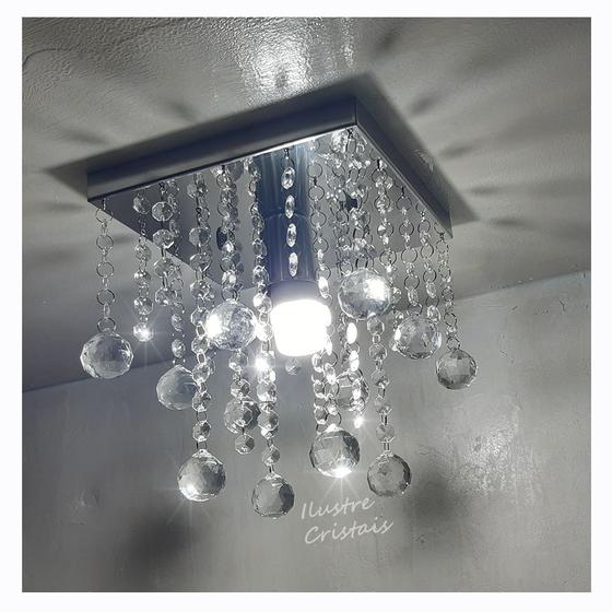 Imagem de Lustre para sala de Cristal Acrílico Alto Brilho 20x20 Cm 20 cm altura Soq E27