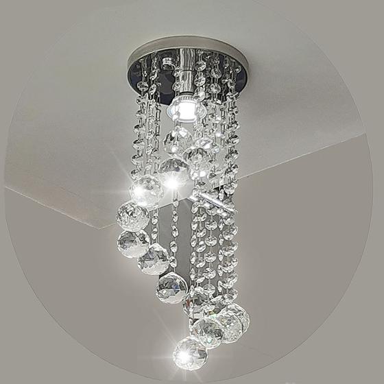 Imagem de Lustre para sala quarto de cristal legítimo k9 espiral redondo 30 cm Alt Soquete E27