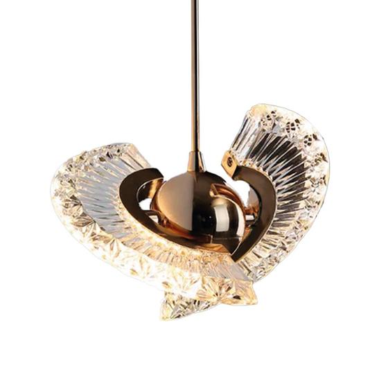 Imagem de Lustre Pendente 19cm Pingente Dourado Articulado com Suspensão Rotativa e Cristal LED  Ideal para Sala, Cozinha e Quarto