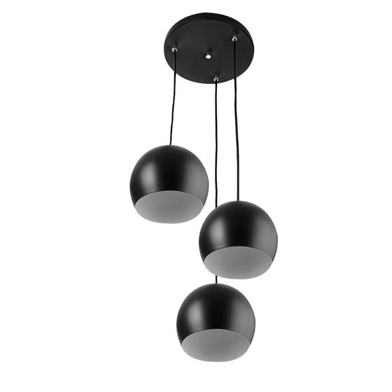 Imagem de Lustre Pendente Aluminio Bola Triplo 15cm Preto