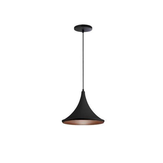 Imagem de Lustre Pendente Aluminio Mini Chapeu Preto Com Cobre