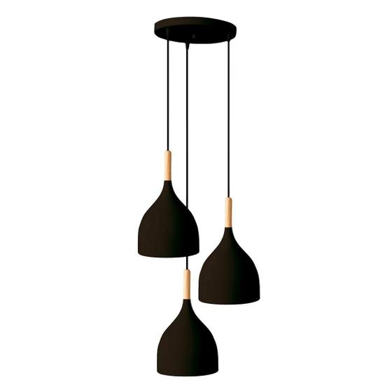 Imagem de Lustre Pendente Aquarela Preto 3xe-27 - Design Moderno