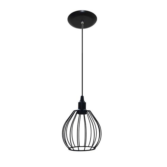 Imagem de Lustre Pendente Aramado no Modelo Balão - Cor Preto