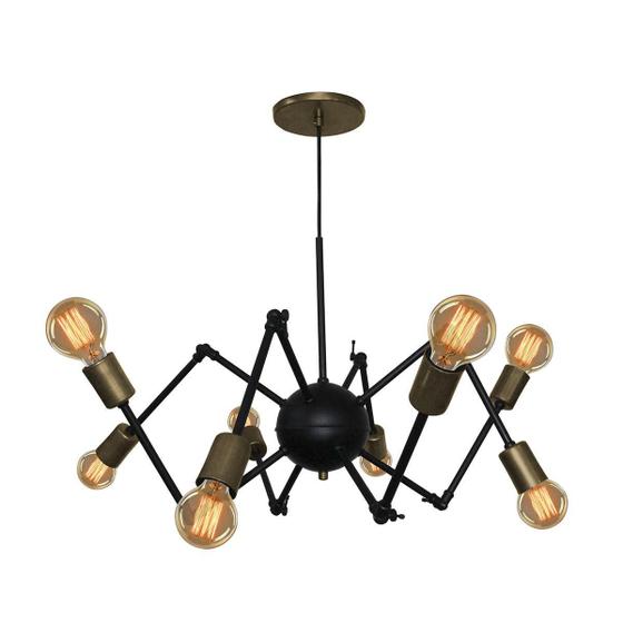 Imagem de Lustre Pendente Aranha Spider Para12 Lâmpadas Preto Dourado