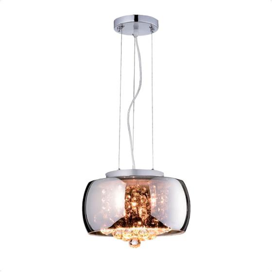 Imagem de Lustre Pendente Bacia 28cm Prata Cristal Legítimo K9 Cromado G9 