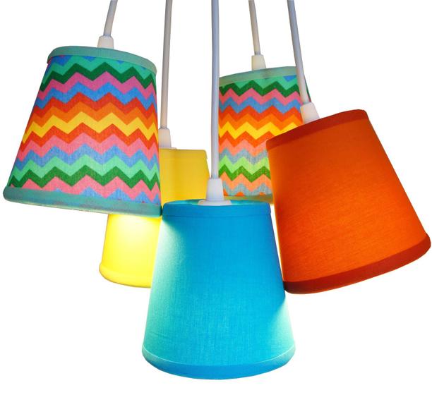 Imagem de Lustre Pendente Bebê 5 Cúpulas Chevron Crie Casa Colors