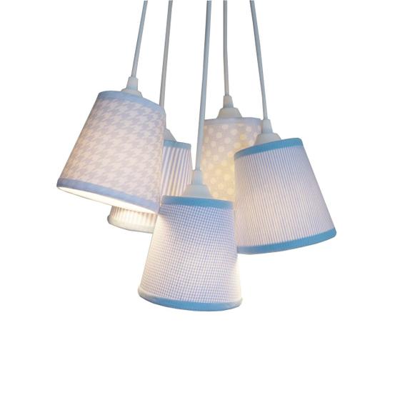 Imagem de Lustre Pendente Bebê Pied Poule Crie Casa Azul e Branco