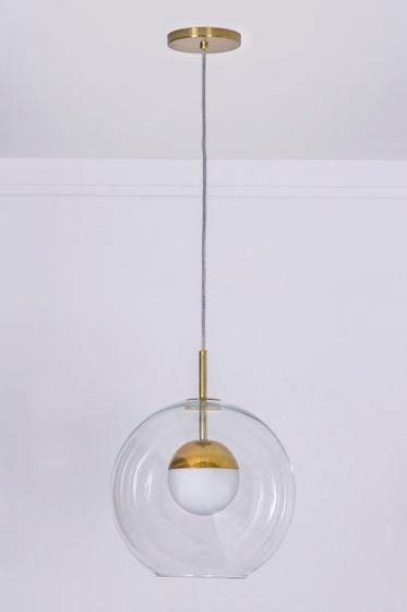 Imagem de Lustre Pendente Bola Dourado 30cm Vidro Fosco 227/1