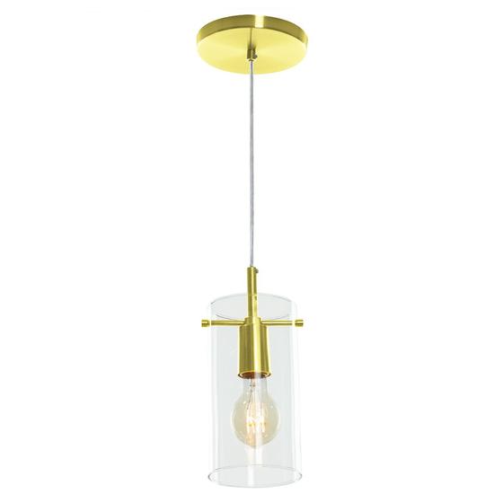 Imagem de Lustre Pendente Cilindrico Clear Glass Dourado