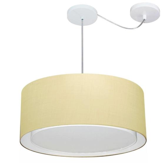 Imagem de Lustre Pendente Cilíndrico Com Desvio Bege MJ-4314 Para Mesa de Jantar e Estar