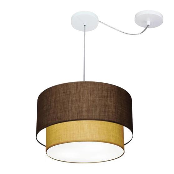 Imagem de Lustre Pendente Cilíndrico Com Desvio Café e Palha MJ-4359 Para Mesa de Jantar e Estar