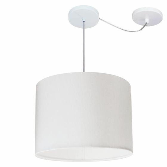 Imagem de Lustre Pendente Cilíndrico Com Desvio de Centro Vivare Md-4227 Cúpula em Tecido 40x30cm - Bivolt