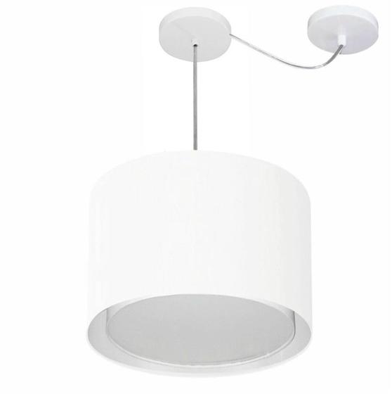 Imagem de Lustre Pendente Cilíndrico Com Desvio de Centro Vivare Md-4306 Cúpula em Tecido 40x30cm - Bivolt