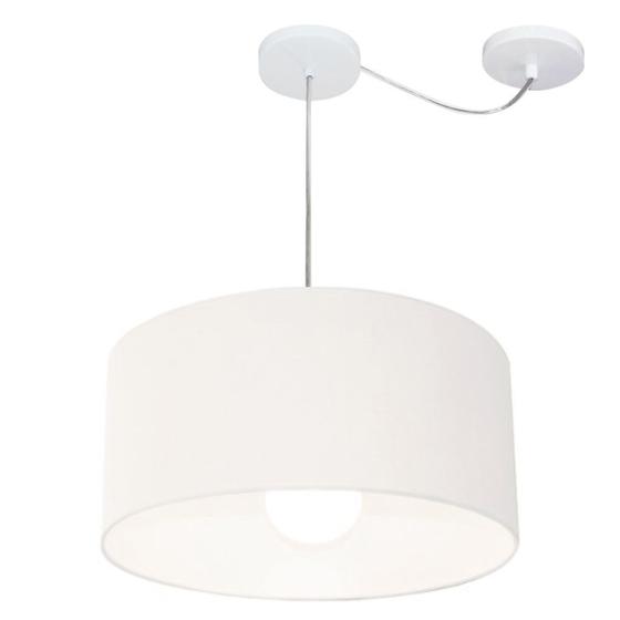 Imagem de Lustre Pendente Cilíndrico Com Desvio Md-4228 Cúpula em Tecido 45x25cm Branco - Bivolt