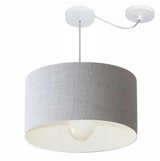 Imagem de Lustre Pendente Cilíndrico Com Desvio Md-4231 Cúpula em Tecido 50x30cm Rustico Cinza - Bivolt