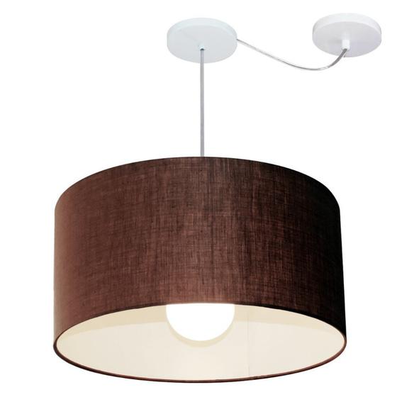 Imagem de Lustre Pendente Cilíndrico Com Desvio Md-4233 Cúpula em Tecido 55x30cm Café - Bivolt