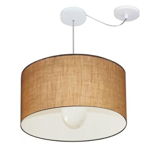 Imagem de Lustre Pendente Cilíndrico Com Desvio Md-4234 Cúpula em Tecido 60x30cm Palha - Bivolt