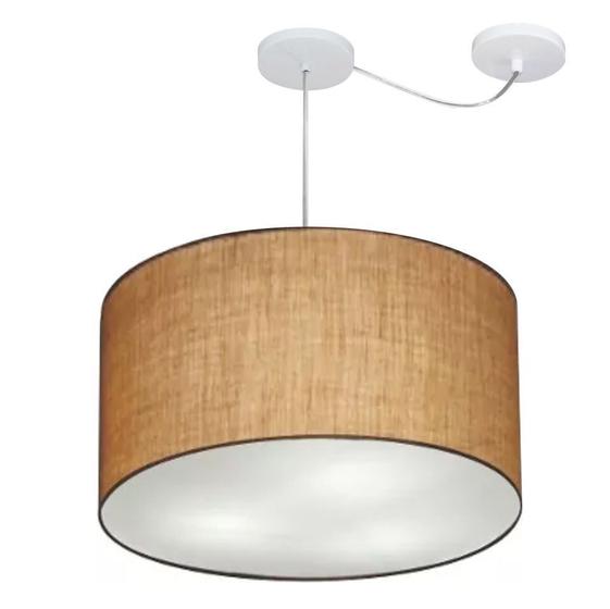 Imagem de Lustre Pendente Cilíndrico Com Desvio Md-4235 Cúpula em Tecido 45x30cm Palha - Bivolt
