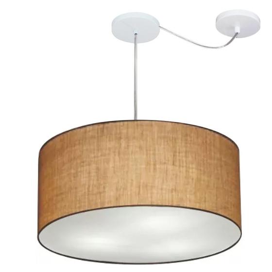 Imagem de Lustre Pendente Cilíndrico Com Desvio Md-4252 Cúpula em Tecido 55x25cm Palha - Bivolt