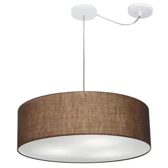 Imagem de Lustre Pendente Cilíndrico Com Desvio Md-4262 Cúpula em Tecido 55x15cm Café - Bivolt