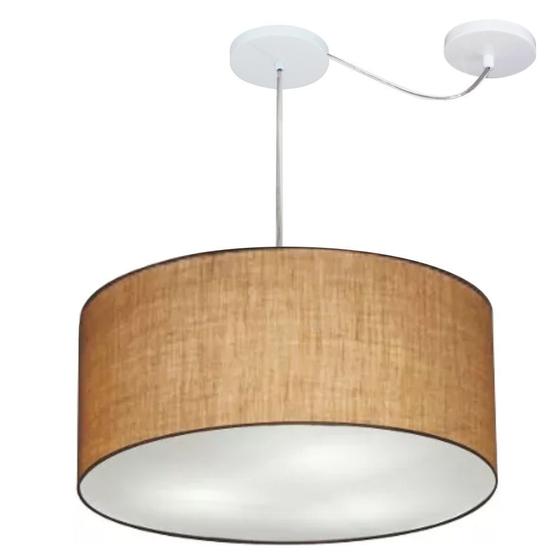 Imagem de Lustre Pendente Cilíndrico Com Desvio Md-4263 Cúpula em Tecido 55x25cm Palha - Bivolt