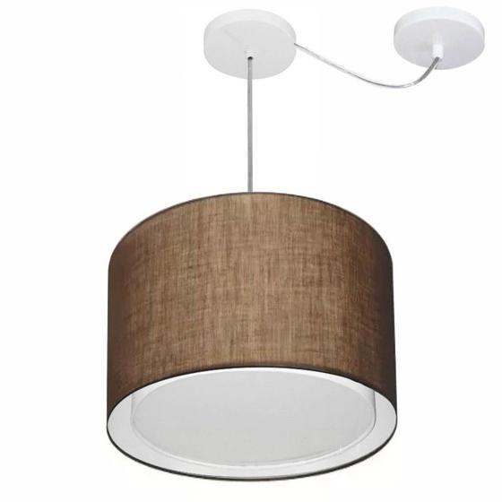Imagem de Lustre Pendente Cilíndrico Com Desvio Md-4306 Cúpula em Tecido 40x30cm Café - Bivolt