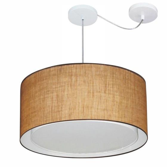 Imagem de Lustre Pendente Cilíndrico Com Desvio Md-4309 Cúpula em Tecido 55x30cm Palha - Bivolt