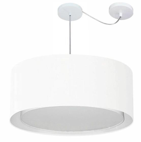 Imagem de Lustre Pendente Cilíndrico Com Desvio Md-4311 Cúpula em Tecido 60x30cm Branco - Bivolt