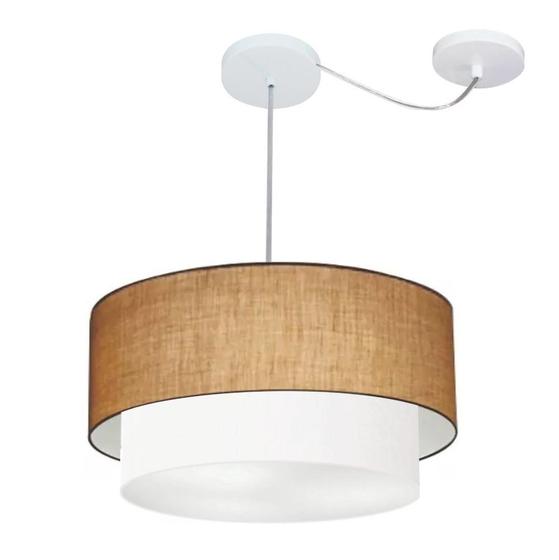 Imagem de Lustre Pendente Cilíndrico Com Desvio Palha e Branco MJ-4365 Para Mesa de Jantar e Estar