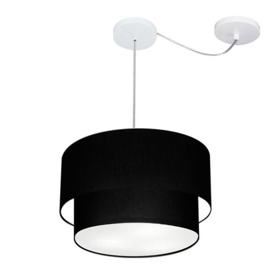 Imagem de Lustre Pendente Cilíndrico Com Desvio Preto MJ-4364 Para Mesa de Jantar e Estar