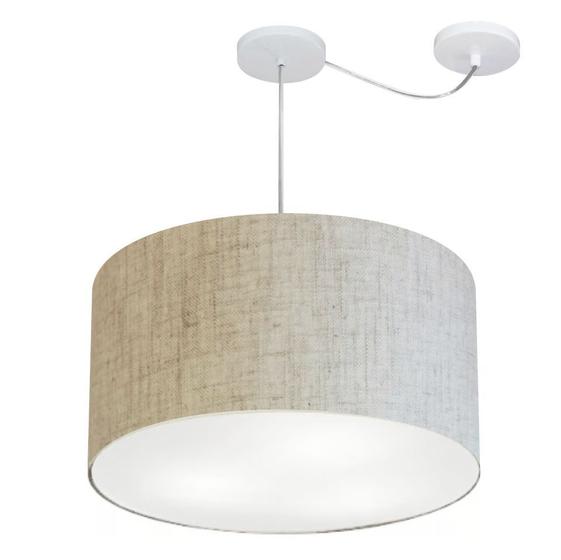 Imagem de Lustre Pendente Cilíndrico Com Desvio Rustico Bege MJ-4239 Para Mesa de Jantar e Estar