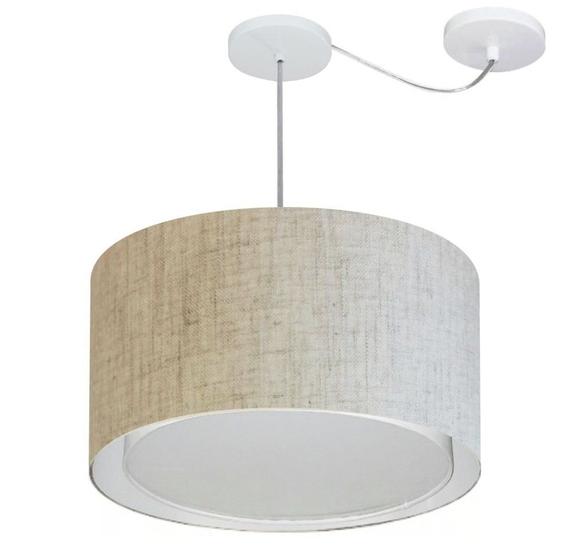 Imagem de Lustre Pendente Cilíndrico Com Desvio Rustico Bege MJ-4307 Para Mesa de Jantar e Estar