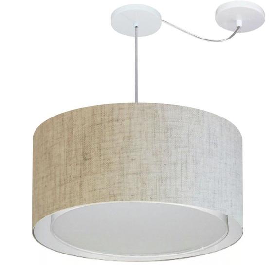 Imagem de Lustre Pendente Cilíndrico Com Desvio Rustico Bege MJ-4315 Para Mesa de Jantar e Estar