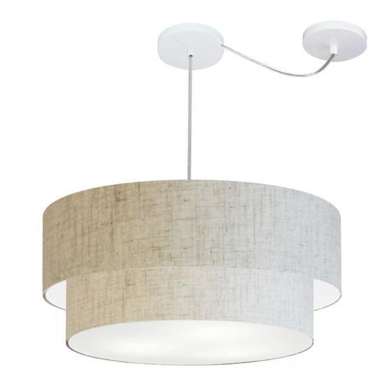 Imagem de Lustre Pendente Cilíndrico Com Desvio Rustico Bege MJ-4367 Para Mesa de Jantar e Estar