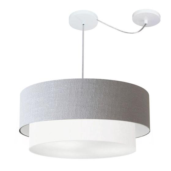 Imagem de Lustre Pendente Cilíndrico Com Desvio Rustico Cinza e Branco MJ-4362 Para Mesa de Jantar e Estar
