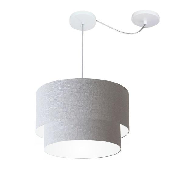 Imagem de Lustre Pendente Cilíndrico Com Desvio Rustico Cinza MJ-4359 Para Mesa de Jantar e Estar