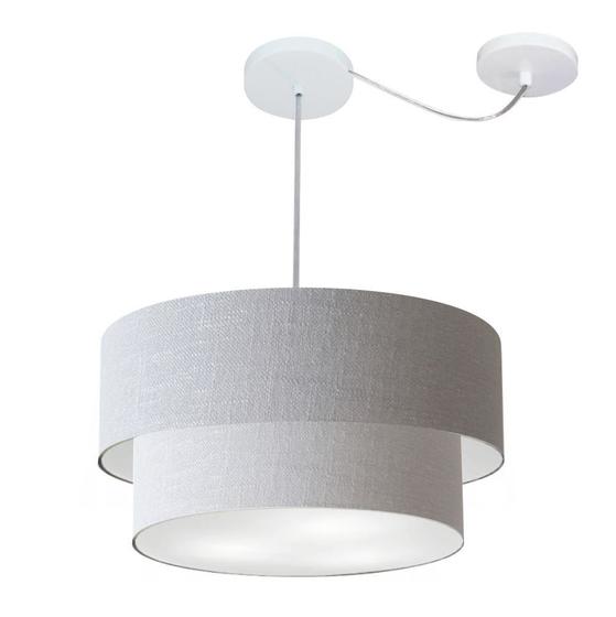 Imagem de Lustre Pendente Cilíndrico Com Desvio Rustico Cinza MJ-4361 Para Mesa de Jantar e Estar