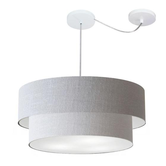Imagem de Lustre Pendente Cilíndrico Com Desvio Rustico Cinza MJ-4367 Para Mesa de Jantar e Estar