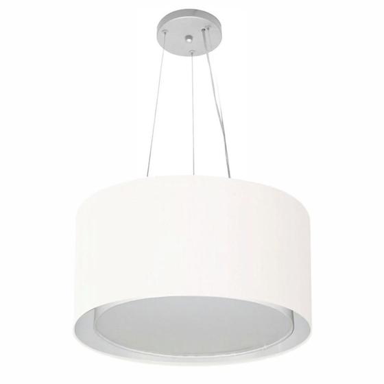 Imagem de Lustre Pendente Cilíndrico Duplo Md-4123 Cúpula em Tecido 40x25cm Branco - Bivolt