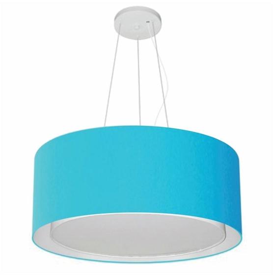 Imagem de Lustre Pendente Cilíndrico Duplo Md-4124 Cúpula em Tecido 50x25cm Azul Turquesa - Bivolt